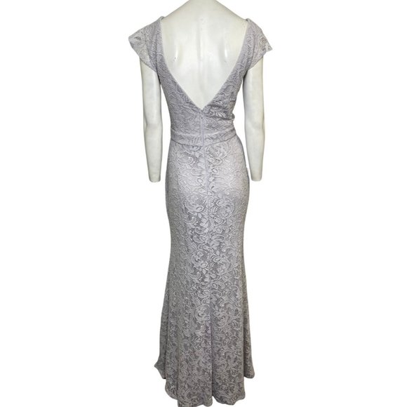Maniju Lace V-Neck Cap Sleeve Gown Grey Size XXXL NWT - Picture 2 of 2